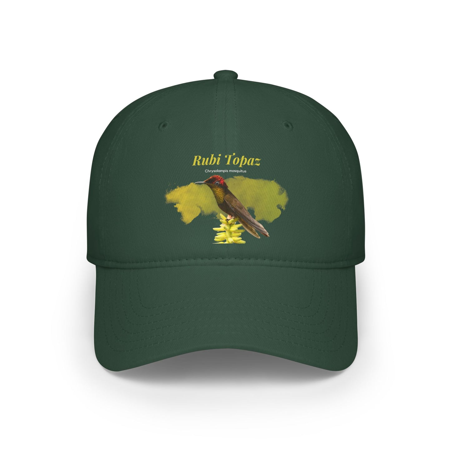 Gorra de observación de aves colibrí con topacio rubí