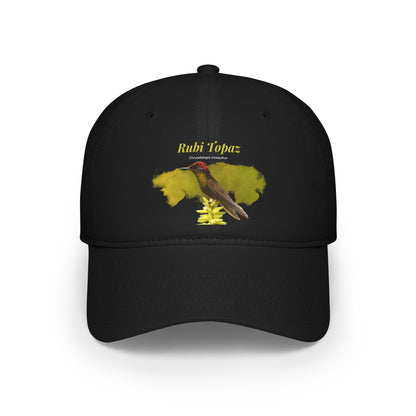 Gorra de observación de aves colibrí con topacio rubí