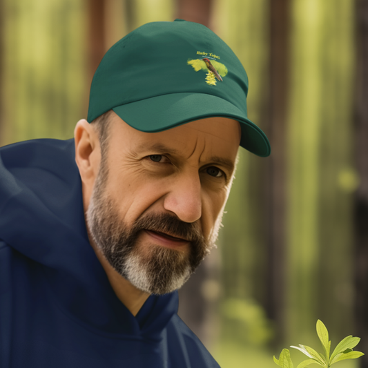 Gorra de observación de aves colibrí con topacio rubí